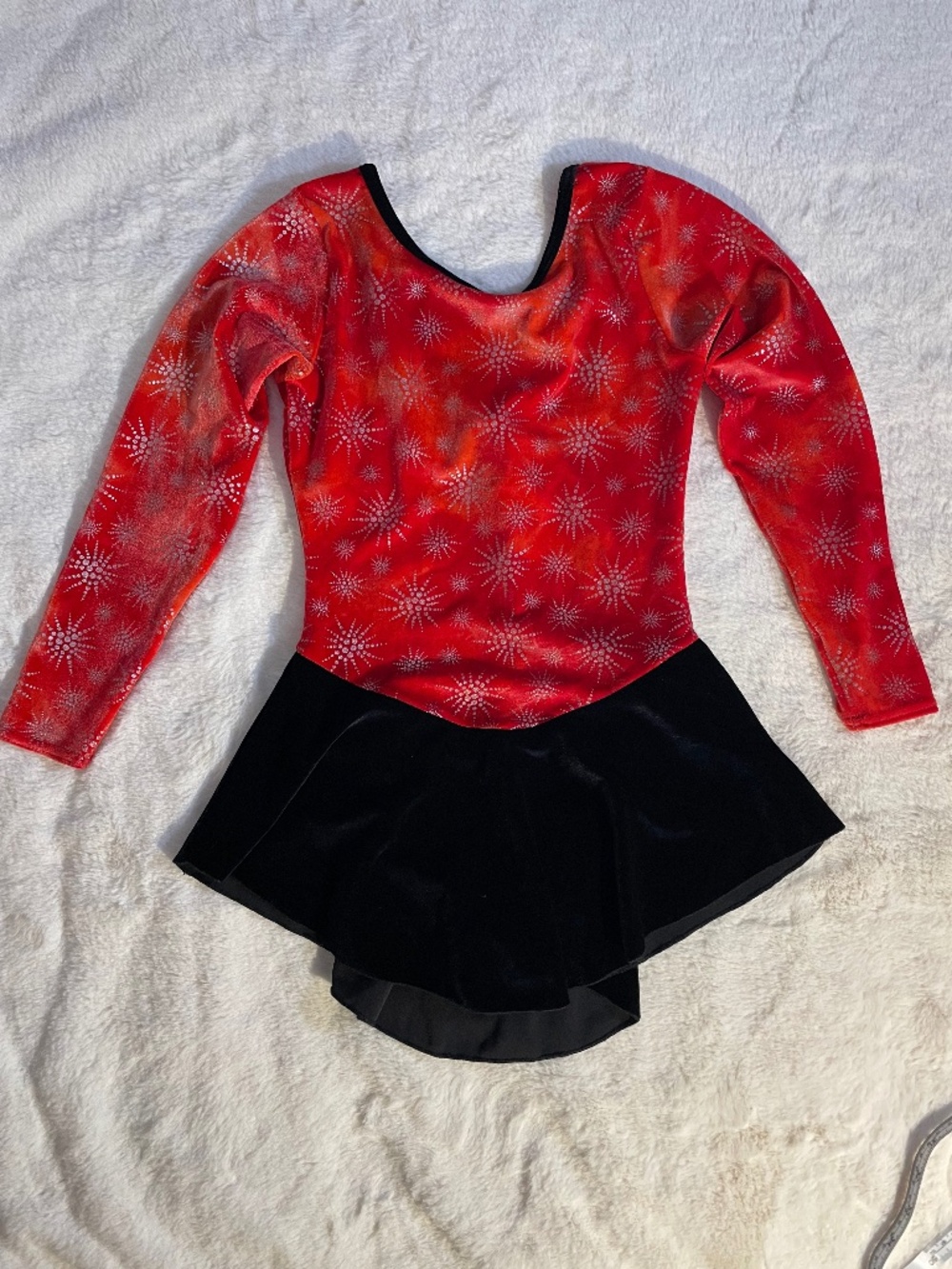 Black Red Girls Leotard Gymnastics Dance long sleeve Size 12 14 Duck Crossing